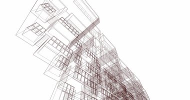 Mimari sanat konseptinde soyut çizgiler, minimum geometrik şekiller. 