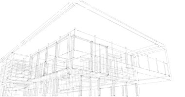 İnşaat planının 3B mimari tasarımı