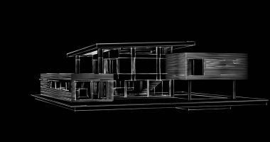 Mimari sanat konseptinde soyut çizgiler, minimum geometrik şekiller. 