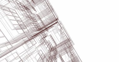 Mimari sanat konseptinde soyut çizgiler, minimum geometrik şekiller. 