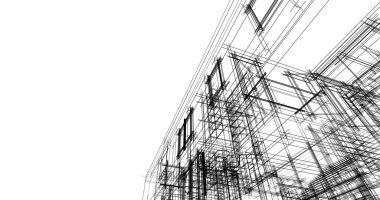 İnşaat planının 3B mimari tasarımı