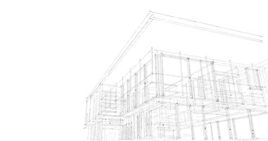 İnşaat planının 3B mimari tasarımı