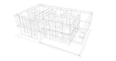 İnşaat planının 3B mimari tasarımı