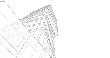 Mimari sanat konseptinde soyut çizgiler, minimum geometrik şekiller. 