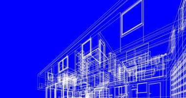 İnşaat planının 3B mimari tasarımı