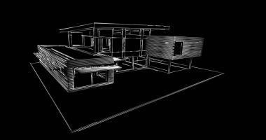 Mimari sanat konseptinde soyut çizgiler, minimum geometrik şekiller. 