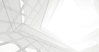 Mimari sanat konseptinde soyut çizgiler, minimum geometrik şekiller. 