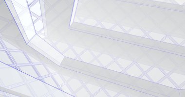 Mimari sanat konseptinde soyut çizgiler, minimum geometrik şekiller. 