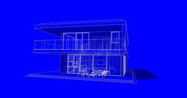 İnşaat planının 3B mimari tasarımı