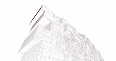 Mimari sanat konseptinde soyut çizgiler, minimum geometrik şekiller. 