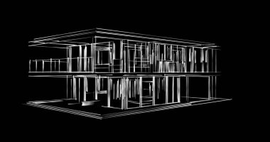 İnşaat planının 3B mimari tasarımı