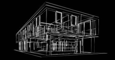 İnşaat planının 3B mimari tasarımı