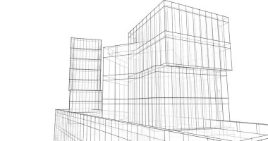 Mimari sanat konseptinde soyut çizgiler, minimum geometrik şekiller. 