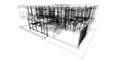 İnşaat planının 3B mimari tasarımı