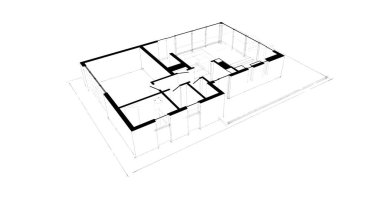 İnşaat planının 3B mimari tasarımı