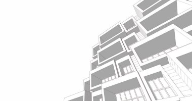 Mimari sanat konseptinde soyut çizgiler, minimum geometrik şekiller. 