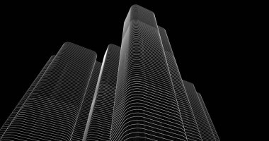 Mimari sanat konseptinde soyut çizgiler, minimum geometrik şekiller. 