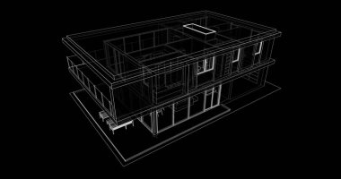 İnşaat planının 3B mimari tasarımı