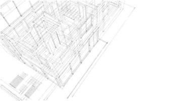 İnşaat planının 3B mimari tasarımı