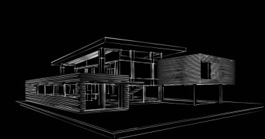 Mimari sanat konseptinde soyut çizgiler, minimum geometrik şekiller. 