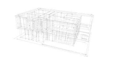 İnşaat planının 3B mimari tasarımı