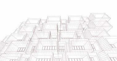 Mimari sanat konseptinde soyut çizgiler, minimum geometrik şekiller. 