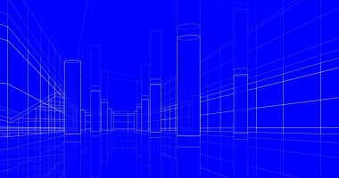 Mimari sanat konseptinde soyut çizgiler, minimum geometrik şekiller. 