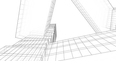 Mimari sanat konseptinde soyut çizgiler, minimum geometrik şekiller. 