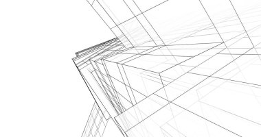 Mimari sanat konseptinde soyut çizgiler, minimum geometrik şekiller. 