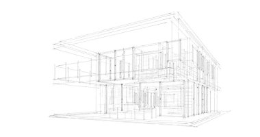 İnşaat planının 3B mimari tasarımı