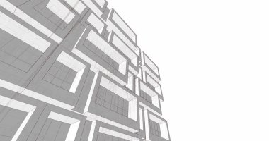 Mimari sanat konseptinde soyut çizgiler, minimum geometrik şekiller. 