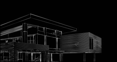Mimari sanat konseptinde soyut çizgiler, minimum geometrik şekiller. 