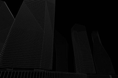 Mimari sanat konseptinde soyut çizgiler, minimum geometrik şekiller. 