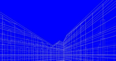 Mimari sanat konseptinde soyut çizgiler, minimum geometrik şekiller. 