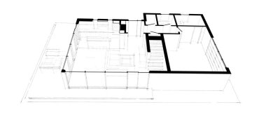 İnşaat planının 3B mimari tasarımı