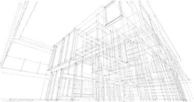 İnşaat planının 3B mimari tasarımı