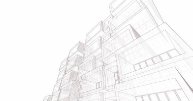 Mimari sanat konseptinde soyut çizgiler, minimum geometrik şekiller. 