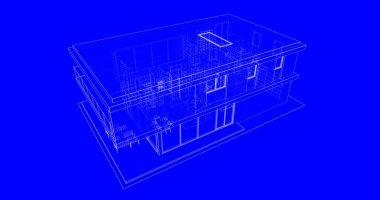İnşaat planının 3B mimari tasarımı