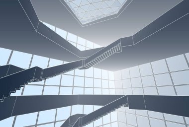 Mimari sanat konseptinde soyut çizgiler, minimum geometrik şekiller. 