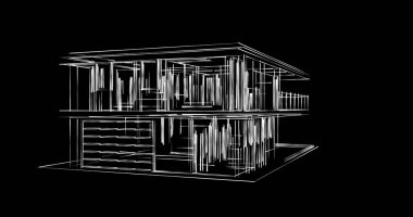 İnşaat planının 3B mimari tasarımı