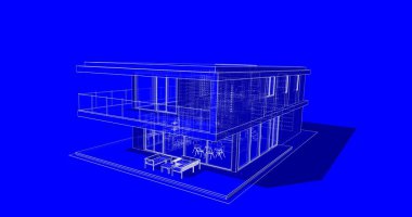 İnşaat planının 3B mimari tasarımı