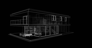 İnşaat planının 3B mimari tasarımı