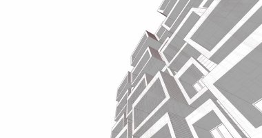 Mimari sanat konseptinde soyut çizgiler, minimum geometrik şekiller. 