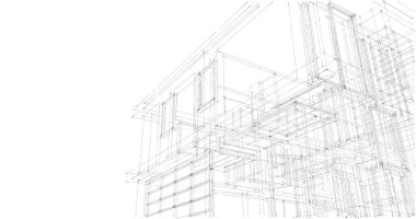 İnşaat planının 3B mimari tasarımı