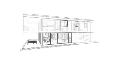 İnşaat planının 3B mimari tasarımı