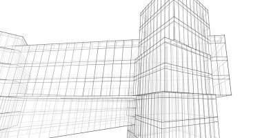 Mimari sanat konseptinde soyut çizgiler, minimum geometrik şekiller. 