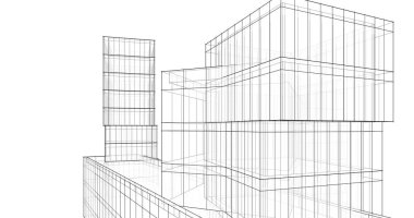 Mimari sanat konseptinde soyut çizgiler, minimum geometrik şekiller. 