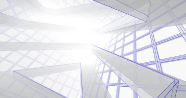 Mimari sanat konseptinde soyut çizgiler, minimum geometrik şekiller. 