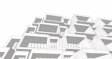 Mimari sanat konseptinde soyut çizgiler, minimum geometrik şekiller. 