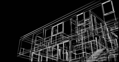 İnşaat planının 3B mimari tasarımı